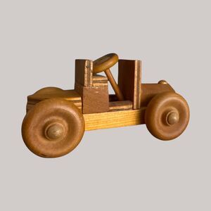 VTG Handmade Wooden Toy Car Roadster Folk Art Vehicle Rustic Wood Toy